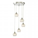 Federico - Black 5 Light Cluster Pendant with Clear Wire Glass Federico - Black 5 Light Cluster Pendant with Clear Wire Glass