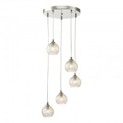 Federico - Black 5 Light Cluster Pendant with Clear Wire Glass Federico - Black 5 Light Cluster Pendant with Clear Wire Glass