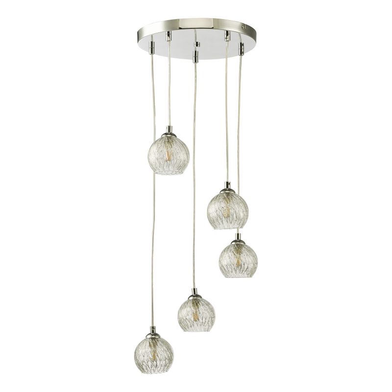 Dar-FED0550-09 - Federico - Wire Clear Glass & Black 5 Light Cluster Pendant