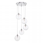 Federico - Chrome 5 Light Cluster Pendant with Clear Dimple Glass Federico - Chrome 5 Light Cluster Pendant with Clear Dimple Glass