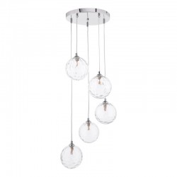 Federico - Chrome 5 Light Cluster Pendant with Clear Dimple Glass Federico - Chrome 5 Light Cluster Pendant with Clear Dimple Glass