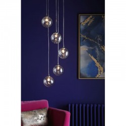 Federico - Chrome 5 Light Cluster Pendant with Clear Dimple Glass Federico - Chrome 5 Light Cluster Pendant with Clear Dimple Glass