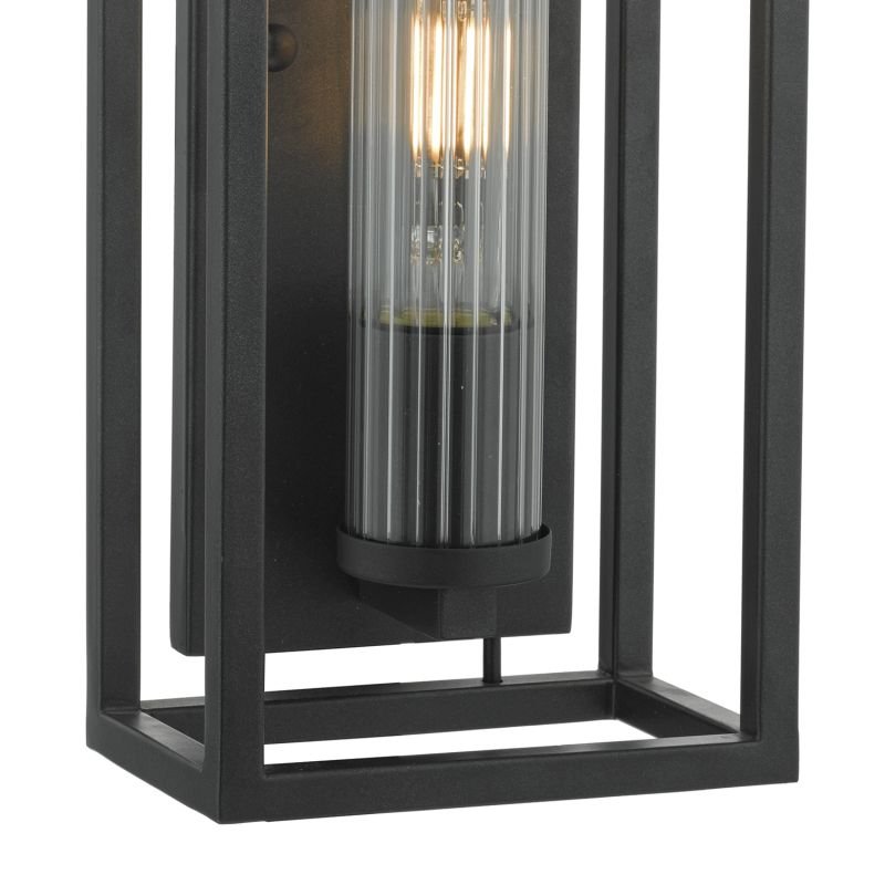 Dar-FEL0722 - Felipe - Black with Ribbed Glass Single Wall Lamp