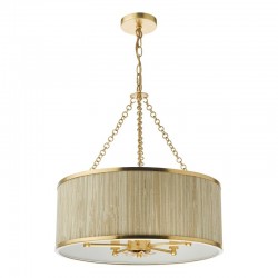 Fenella - Gold 5 Light Pendant with Natural Seagrass Shade