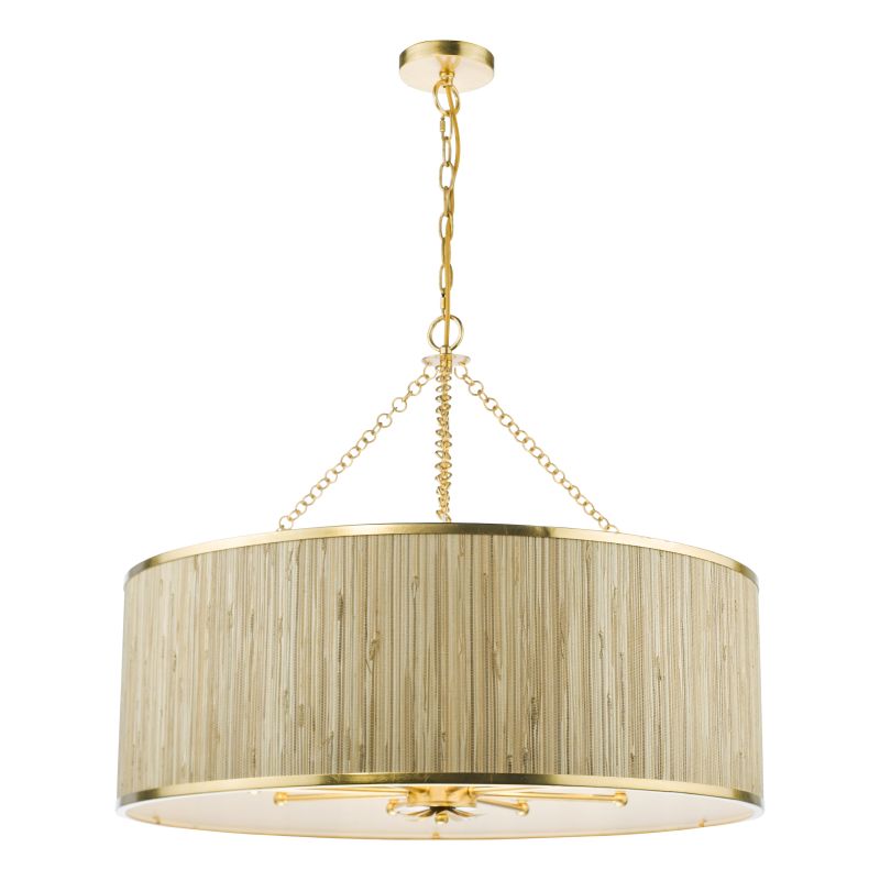 Dar-FEN0835 - Fenella - Gold 8 Light Pendant with Natural Seagrass Shade