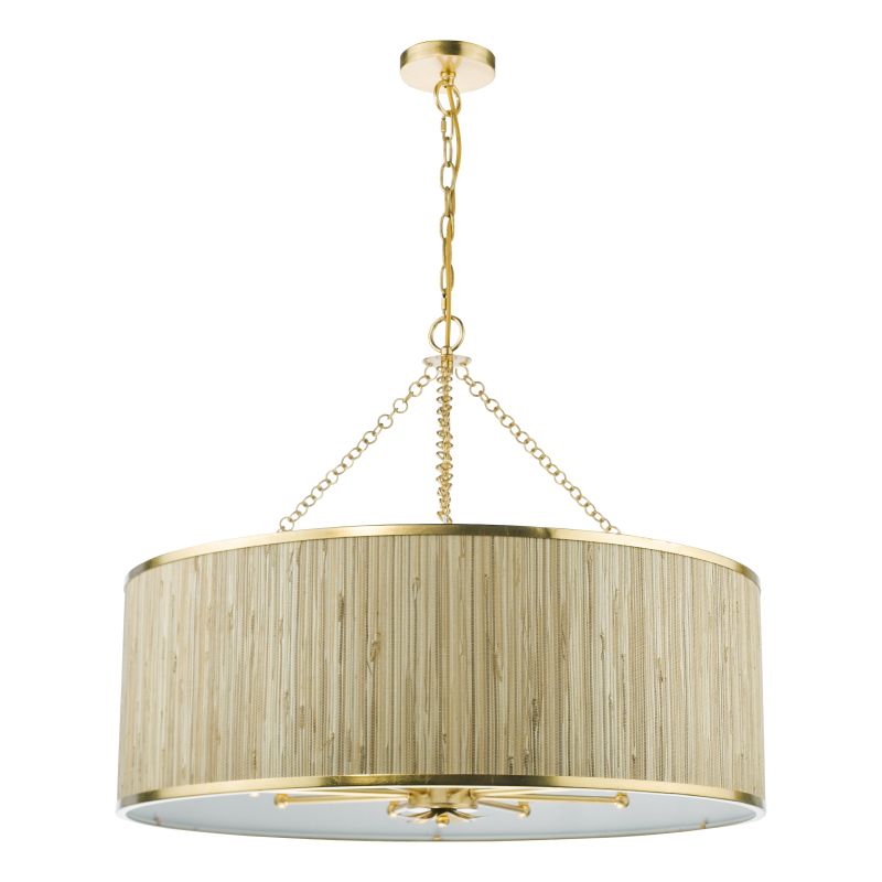 Dar-FEN0835 - Fenella - Gold 8 Light Pendant with Natural Seagrass Shade