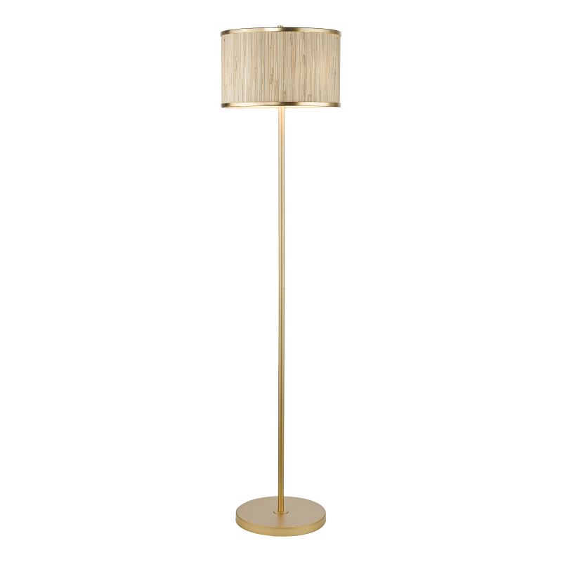 Dar-FEN4935 - Fenella - Gold Floor Lamp with Natural Seagrass Shade