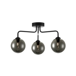 Feya - Black 3 Light Semi Flush with Smoked Mirrored Glass Feya - Black 3 Light Semi Flush with Smoked Mirrored Glass