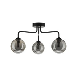 Feya - Black 3 Light Semi Flush with Smoked Mirrored Glass Feya - Black 3 Light Semi Flush with Smoked Mirrored Glass