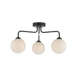 Feya - Black 3 Light Semi Flush with White Glass Feya - Black 3 Light Semi Flush with White Glass