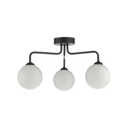 Feya - Black 3 Light Semi Flush with White Glass Feya - Black 3 Light Semi Flush with White Glass
