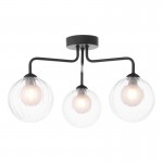 Feya - Black 3 Light Semi Flush with Double Glasses