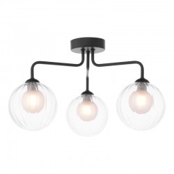 Feya - Black 3 Light Semi Flush with Double Glasses