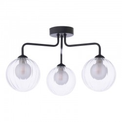 Feya - Black 3 Light Semi Flush with Double Glasses