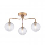 Feya - Antique Bronze 3 Light Semi Flush with Clear Ribbed Glass Feya - Antique Bronze 3 Light Semi Flush with Clear Ribbed Glass