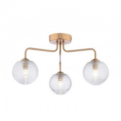 Feya - Antique Bronze 3 Light Semi Flush with Clear Ribbed Glass Feya - Antique Bronze 3 Light Semi Flush with Clear Ribbed Glass