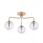 Feya - Antique Bronze 3 Light Semi Flush with Clear Ribbed Glass Feya - Antique Bronze 3 Light Semi Flush with Clear Ribbed Glass