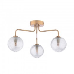 Feya - Antique Bronze 3 Light Semi Flush with Clear Ribbed Glass Feya - Antique Bronze 3 Light Semi Flush with Clear Ribbed Glass