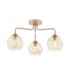 Feya - Antique Bronze 3 Light Semi Flush with Amber Dimpled Glass Feya - Antique Bronze 3 Light Semi Flush with Amber Dimpled Glass