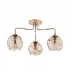 Feya - Antique Bronze 3 Light Semi Flush with Amber Dimpled Glass Feya - Antique Bronze 3 Light Semi Flush with Amber Dimpled Glass