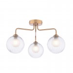 Feya - Antique Bronze 3 Light Semi Flush with Double Glasses Feya - Antique Bronze 3 Light Semi Flush with Double Glasses