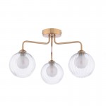 Feya - Antique Bronze 3 Light Semi Flush with Double Glasses Feya - Antique Bronze 3 Light Semi Flush with Double Glasses