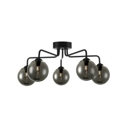 Feya - Black 5 Light Semi Flush with Smoked Mirrored Glass  Feya - Black 5 Light Semi Flush with Smoked Mirrored Glass