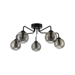 Feya - Black 5 Light Semi Flush with Smoked Mirrored Glass  Feya - Black 5 Light Semi Flush with Smoked Mirrored Glass
