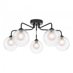 Feya - Black 5 Light Semi Flush with Double Glasses Feya - Black 5 Light Semi Flush with Double Glasses