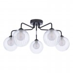 Feya - Black 5 Light Semi Flush with Double Glasses Feya - Black 5 Light Semi Flush with Double Glasses