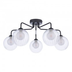 Feya - Black 5 Light Semi Flush with Double Glasses Feya - Black 5 Light Semi Flush with Double Glasses