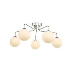 Feya - Chrome 5 Light Semi Flush with White Glass Feya - Chrome 5 Light Semi Flush with White Glass