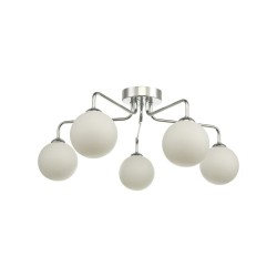 Feya - Chrome 5 Light Semi Flush with White Glass Feya - Chrome 5 Light Semi Flush with White Glass