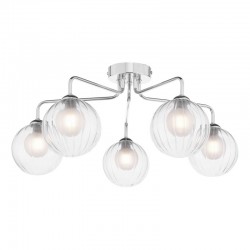 Feya - Chrome 5 Light Semi Flush with Double Glasses Feya - Chrome 5 Light Semi Flush with Double Glasses