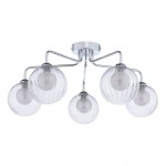 Feya - Chrome 5 Light Semi Flush with Double Glasses Feya - Chrome 5 Light Semi Flush with Double Glasses