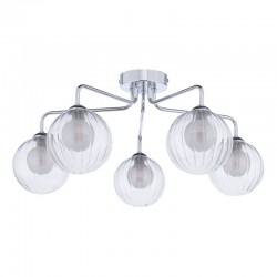 Feya - Chrome 5 Light Semi Flush with Double Glasses Feya - Chrome 5 Light Semi Flush with Double Glasses