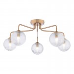 Feya - Antique Bronze 5 Light Semi Flush with Clear Ribbed Glass Feya - Antique Bronze 5 Light Semi Flush with Clear Ribbed Glass