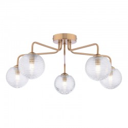 Feya - Antique Bronze 5 Light Semi Flush with Clear Ribbed Glass Feya - Antique Bronze 5 Light Semi Flush with Clear Ribbed Glass