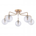 Feya - Antique Bronze 5 Light Semi Flush with Clear Ribbed Glass Feya - Antique Bronze 5 Light Semi Flush with Clear Ribbed Glass
