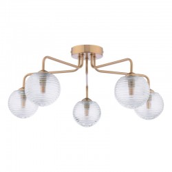 Feya - Antique Bronze 5 Light Semi Flush with Clear Ribbed Glass Feya - Antique Bronze 5 Light Semi Flush with Clear Ribbed Glass