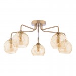Feya - Antique Bronze 5 Light Semi Flush with Amber Dimpled Glass Feya - Antique Bronze 5 Light Semi Flush with Amber Dimpled Glass