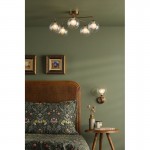 Feya - Antique Bronze 5 Light Semi Flush with Double Glasses Feya - Antique Bronze 5 Light Semi Flush with Double Glasses