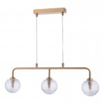 Feya - Antique Bronze 3 Light over Island Fitting with Clear Ribbed Glass Feya - Antique Bronze 3 Light over Island Fitting with Clear Ribbed Glass