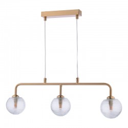 Feya - Antique Bronze 3 Light over Island Fitting with Clear Ribbed Glass Feya - Antique Bronze 3 Light over Island Fitting with Clear Ribbed Glass