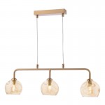 Feya - Antique Bronze 3 Light over Island Fitting with Amber Dimpled Glass Feya - Antique Bronze 3 Light over Island Fitting with Amber Dimpled Glass