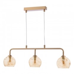 Feya - Antique Bronze 3 Light over Island Fitting with Amber Dimpled Glass Feya - Antique Bronze 3 Light over Island Fitting with Amber Dimpled Glass