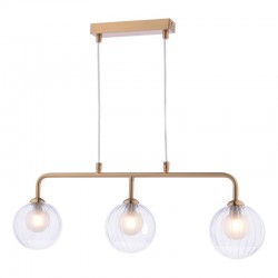 Feya - Antique Bronze 3 Light over Island Fitting with Double Glasses Feya - Antique Bronze 3 Light over Island Fitting with Double Glasses