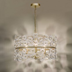 Fonda - Satin Gold 3 Light Pendant with Glass Flowers Fonda - Satin Gold 3 Light Pendant with Glass Flowers