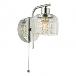 Forseti - Chrome Wall Lamp with Ribbed Glass & Crystal IP44