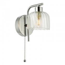 Forseti - Chrome Wall Lamp with Ribbed Glass & Crystal IP44